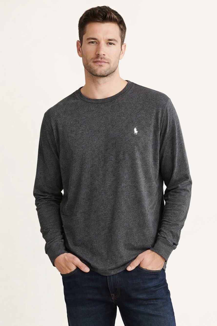 Polo Ralph Lauren Charcoal Gray Long Sleeve Crewneck Shirt Size Large